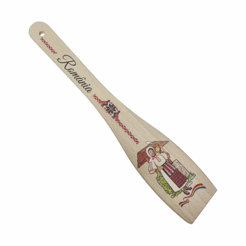Spatula lemn, port popular romania, suvenir, 30 cm, model 11